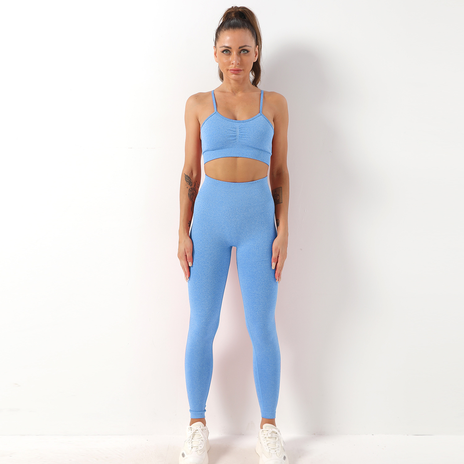 Beautiful Back Sports Hip Lift Pants Abdomen Yoga Clothes Two-piece Set