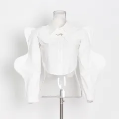 New Fashion Solid Color Sleeveless Short Style Shirt Personality Careful Machine Set - White - View 1