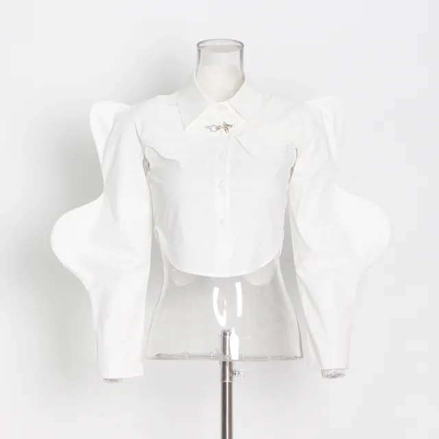 New Fashion Solid Color Sleeveless Short Style Shirt Personality Careful Machine Set White - Shop at LoveMi