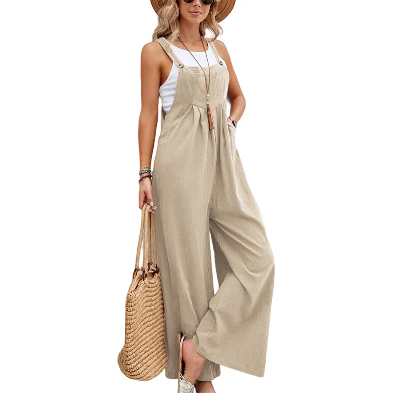 Women's Fashion Solid Colour Casual Suspenders - Khaki