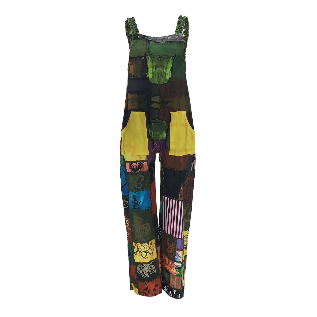European And American Printed Bohemian Style Suspenders Green - Shop at LoveMi