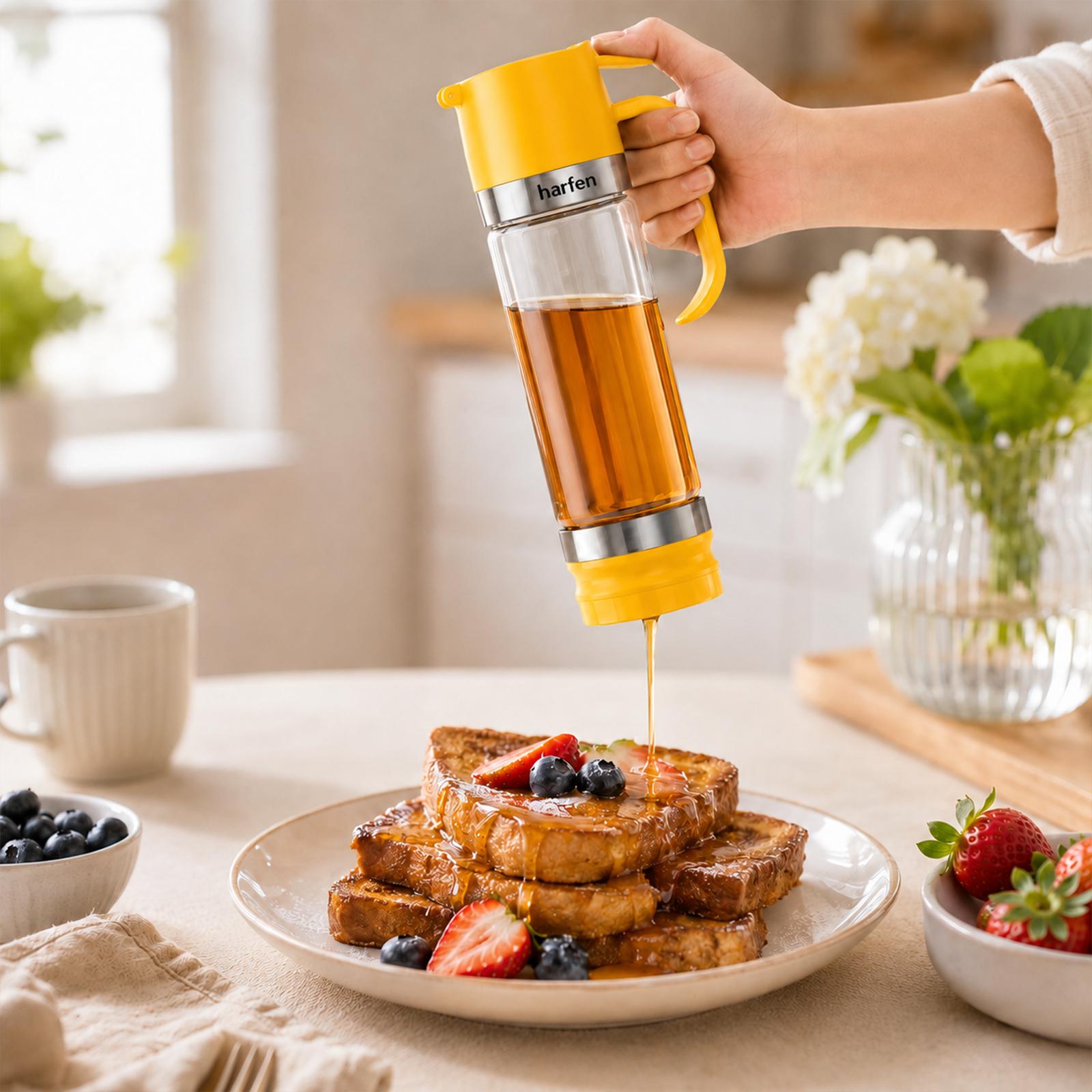Glass Honey Dispenser Jar With Handle, Auto Flip Lid, Household Honey Storage Bottle,Self-pickup Only image 7