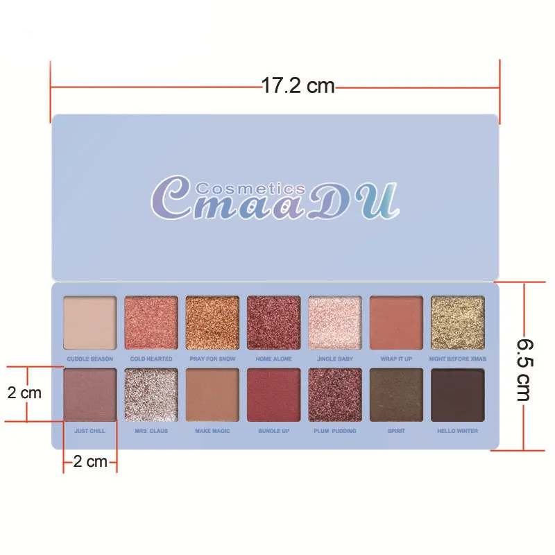 14-Colour Matte And Metallic Waterproof Glitter Eyeshadow Palette - Blue