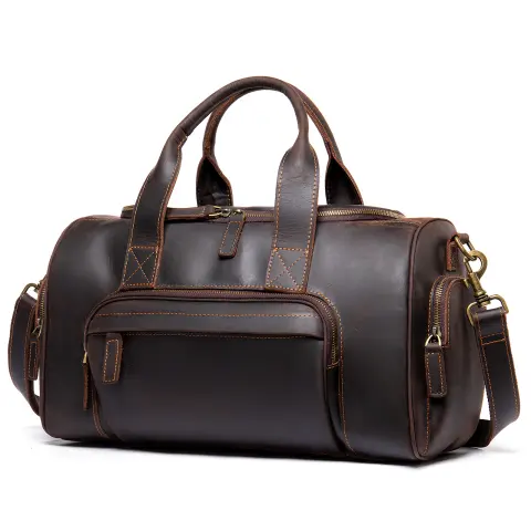 New Leather Handmade Retro Men's Hand Luggage Bag Large