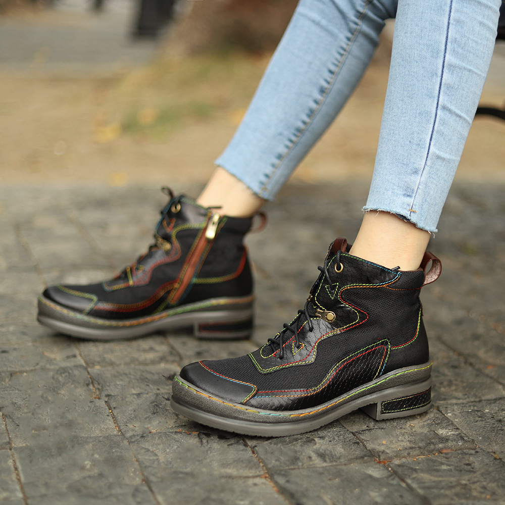 Double-colored Sewing Stitching Autumn And Winter Casual Boots