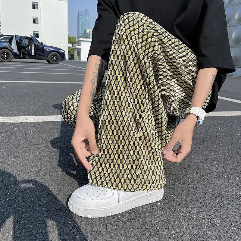 Men's Drape High Street Ice Silk Straight Casual Pants