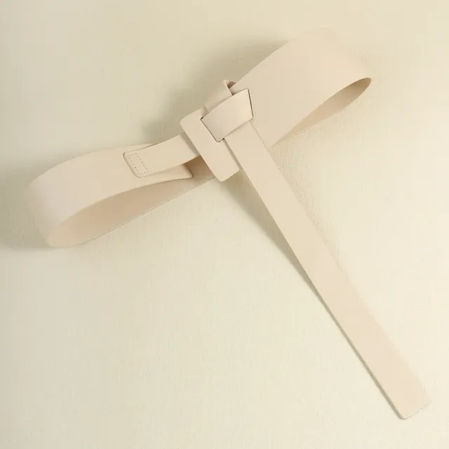 Fashion Women's Wide Belt No Punch Belt Decorative Coat Western Dress Waist Wide Belt Cream Coloured - Shop at LoveMi