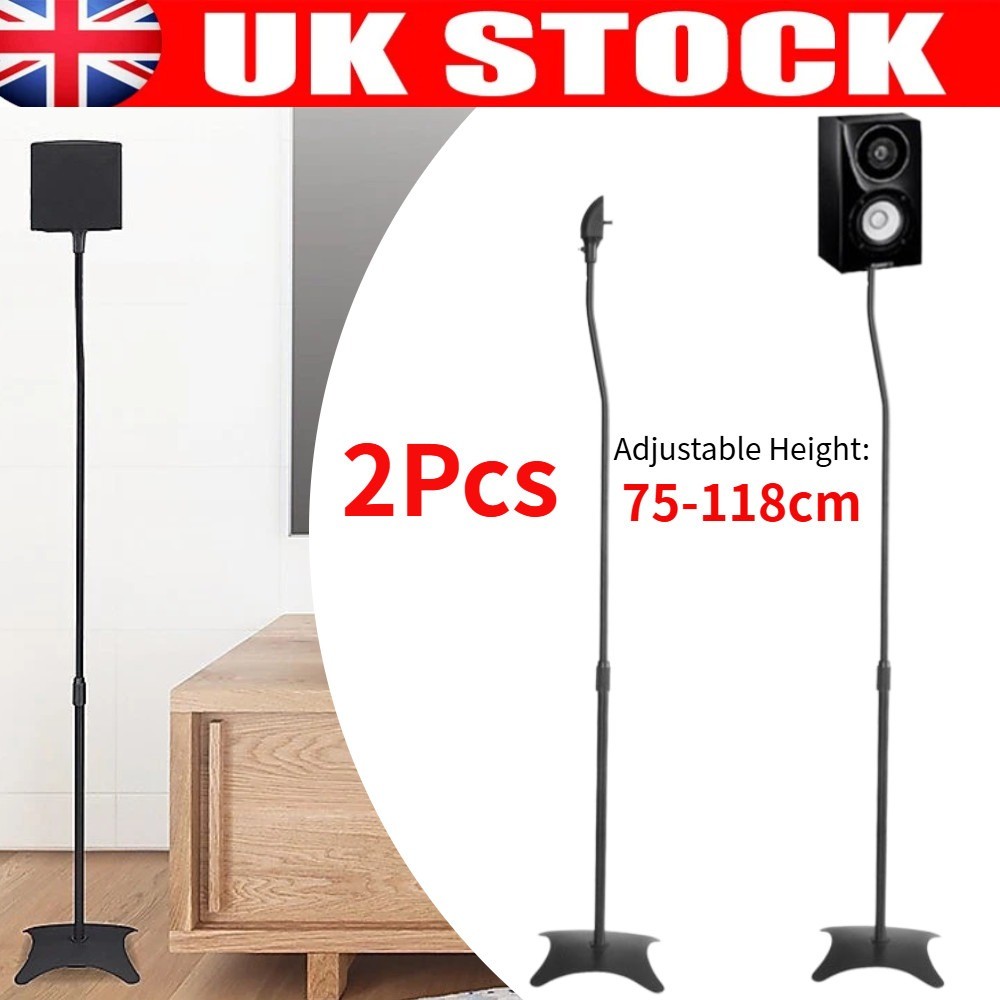 2x Universal Satellite Surround Speaker Stands Floor Standing 75-118cm Adjust