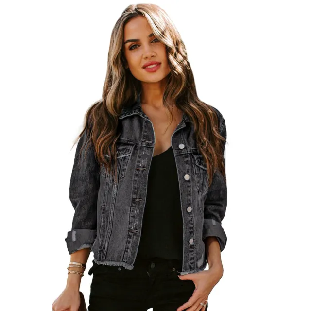 Winter New Washed Denim Jacket Female Black - Shop at LoveMi
