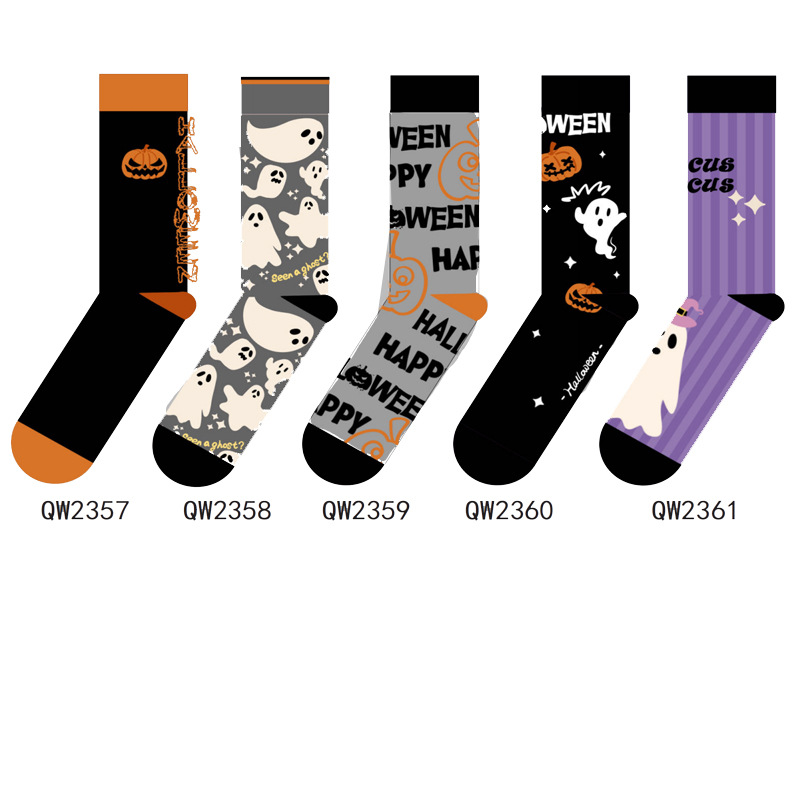 Halloween Man And Woman Cartoon Four Seasons Tube Socks