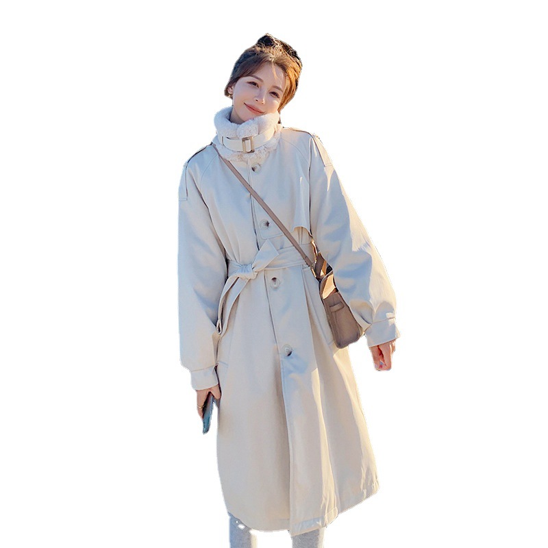 Fashion Lady's Waist Long Pie Overcoming Coat