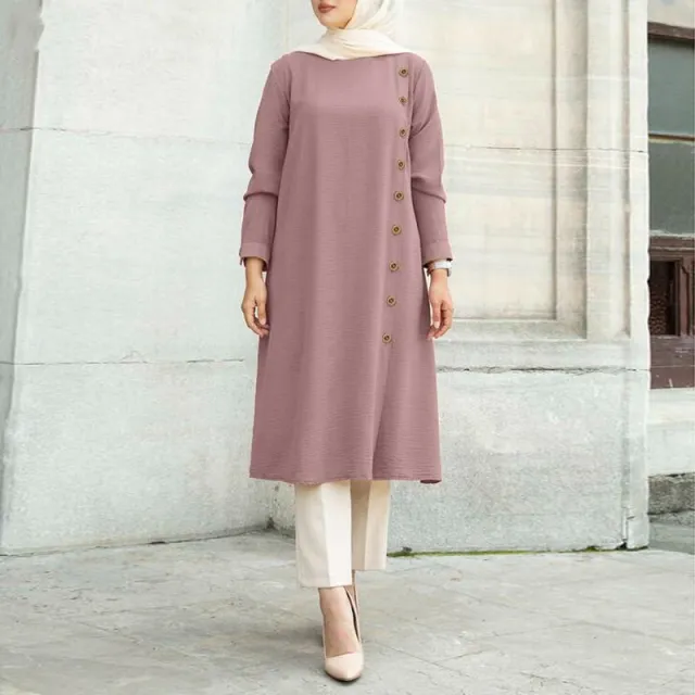 Long Sleeved Button Decoration Women's Long Sleeved Shirt Dress Pink - Shop at LoveMi
