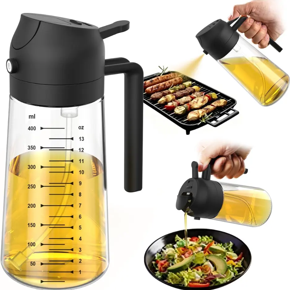 2-in-1 Glass Olive Oil Sprayer & Dispenser