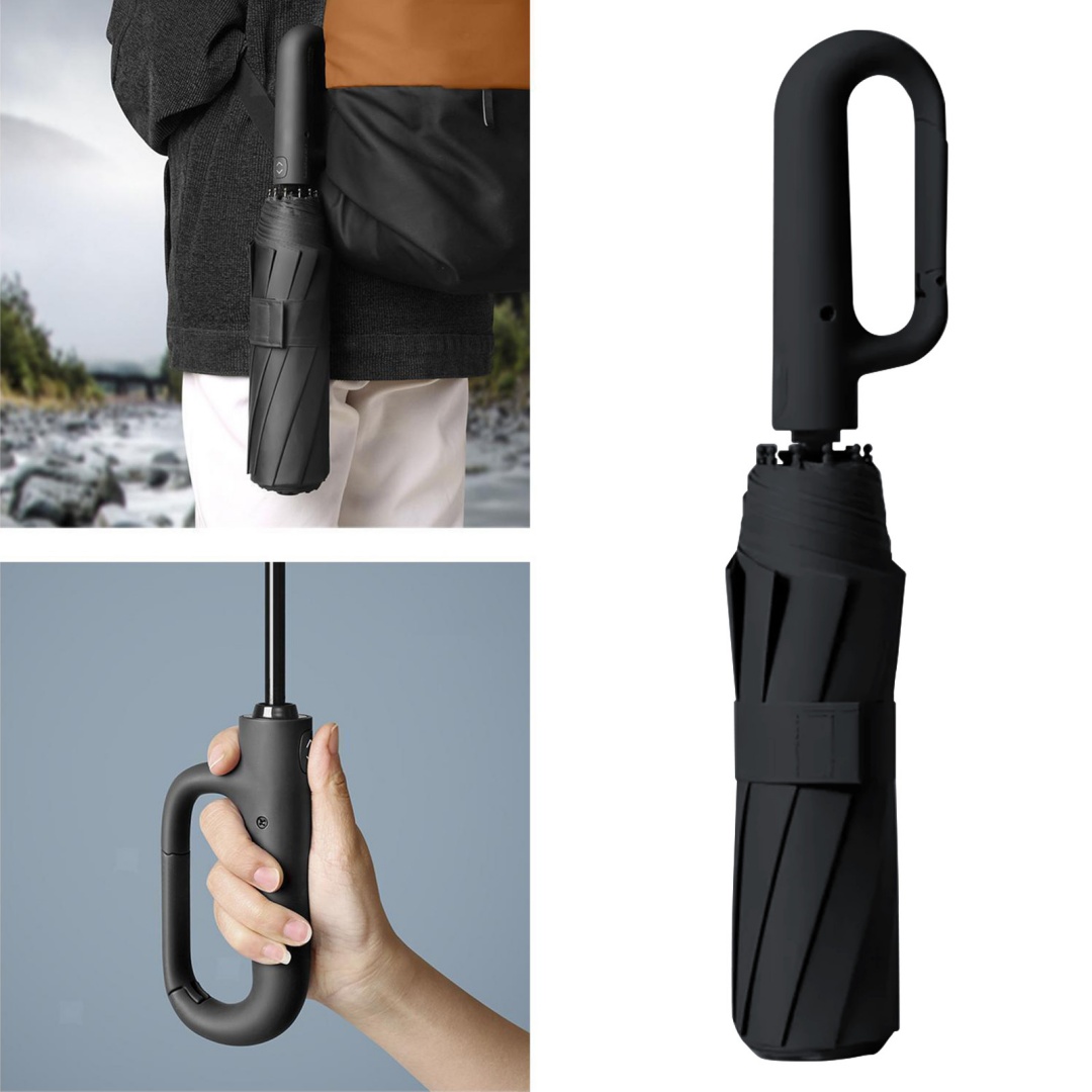 UK-30 Bone Windproof 105CM Automatic Umbrella - Black