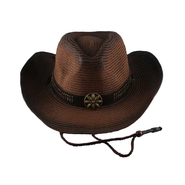 Western Cowboy Hat New Style Curled Jazz Top Hat Ladies Coffee - Shop at LoveMi