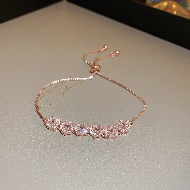 18K Gold Plated Oval Zirconia Buckle Bracelet Vintage Premium Bangle Chic Retro Fashion Hand Jewelry