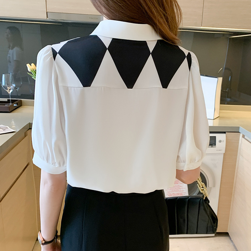 Summer New Style Printed Short-Sleeved Chiffon Shirt Blouse