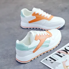 Women's New Mesh Breathable Casual All-match Thick-soled Sneakers - Orange - View 1