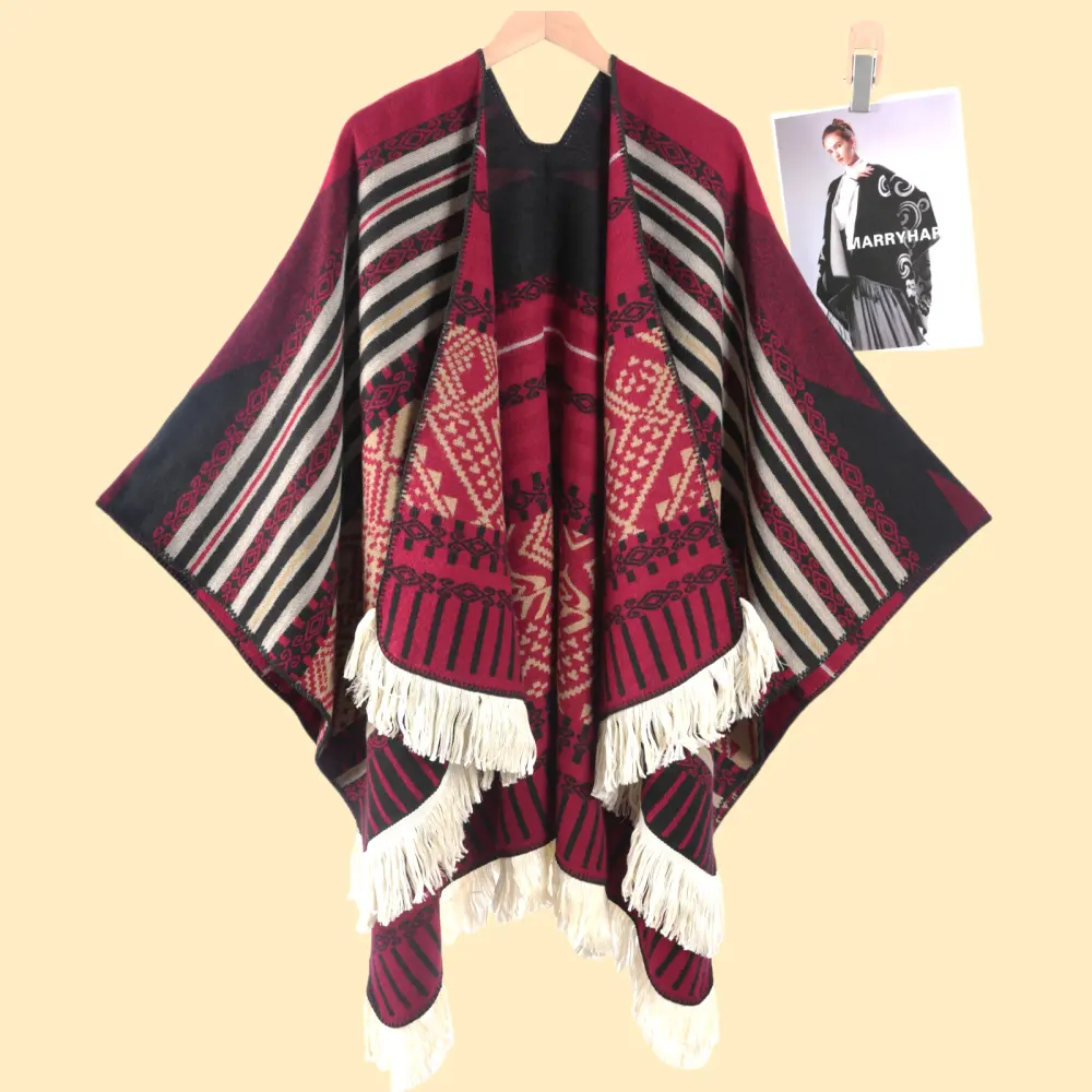 Women's Vintage Ethnic Large Tassel Travel Shawl