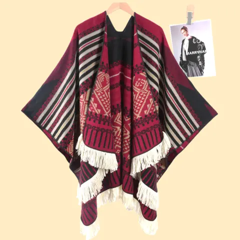Women's Vintage Ethnic Large Tassel Travel Shawl