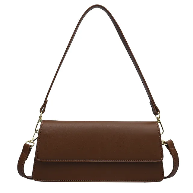 Korean Style Messenger Bag Underarm Shoulder Solid Color Small Square Bag Brown - Shop at LoveMi