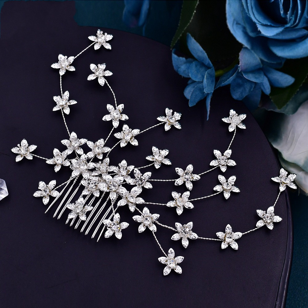 Bridal Handmade Rhinestones Hair Combing Ornaments Silver Hair Comb Hp502 - Shop at LoveMi