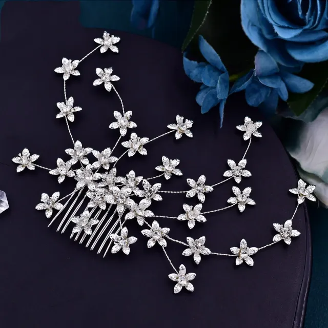 Bridal Handmade Rhinestones Hair Combing Ornaments Silver Hair Comb Hp502 - Shop at LoveMi