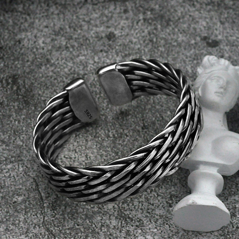 Title 4, Pulsera trenzada tejida a mano de plata de ley ...