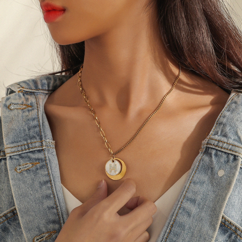 Fashion Japanese And Korean Style Personality Stainless Steel Diamond Pendant Ladies Necklace