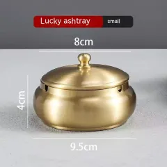 Fashion Treasure Pure Copper Ashtray Home, Living Room, Office Decoration - Small Size With Cover - View 1
