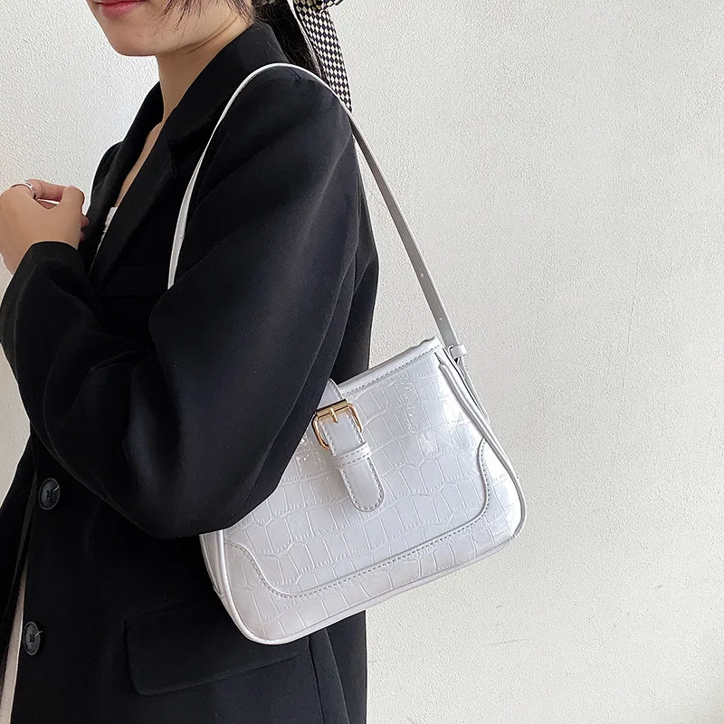 Retro All-in-one Female Texture Single Shoulder Crossbody Bag - White