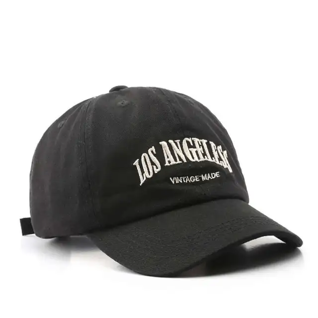Washed And Distressed Letters Embroidery Baseball Cap Black - Shop at LoveMi