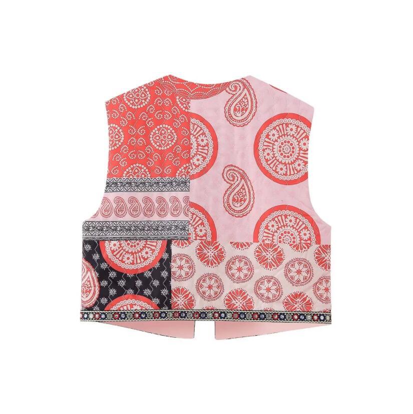 Round Neck Sleeveless Quilted Vest - Image 3
