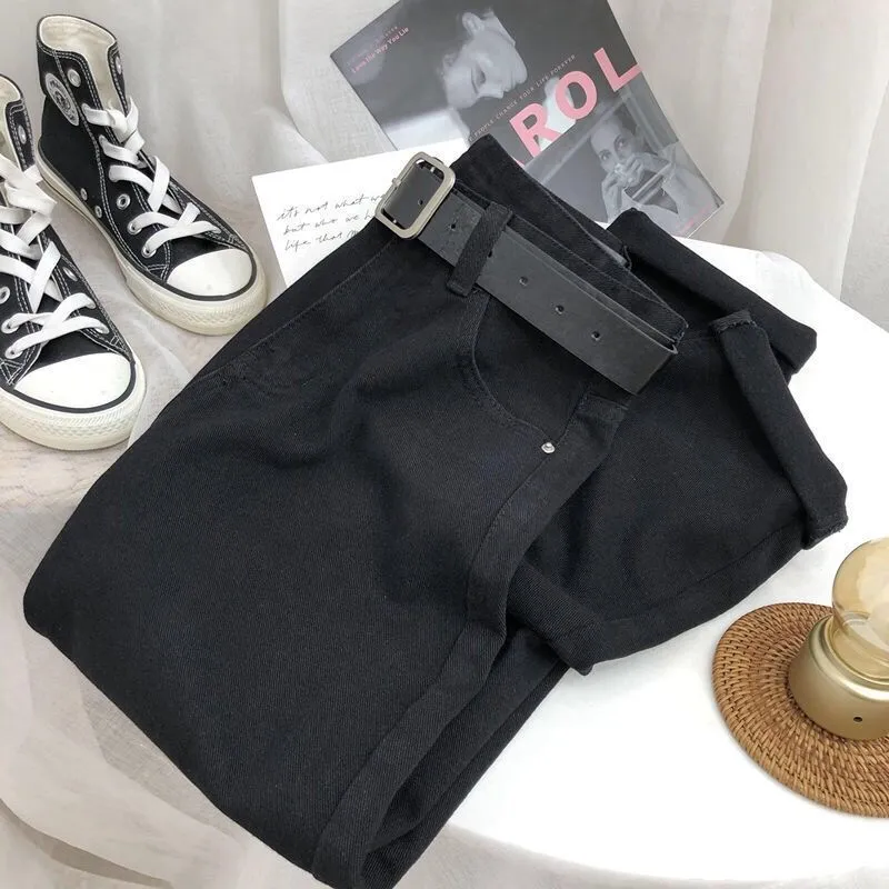 Versatile Straight Loose Wide Leg Jeans For Women - Black