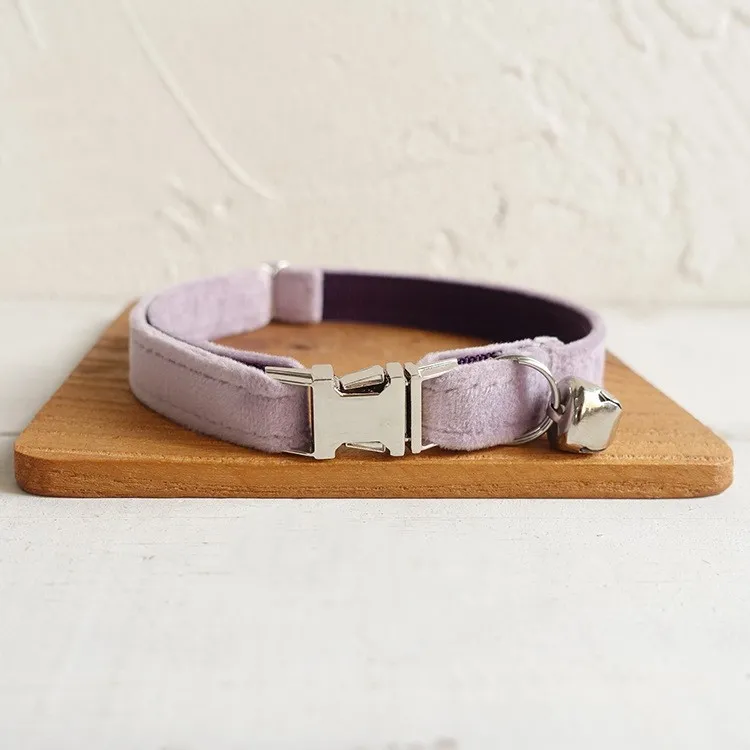 Soft and comfortable adjustable pet collar - Light Purple Thick Velvet