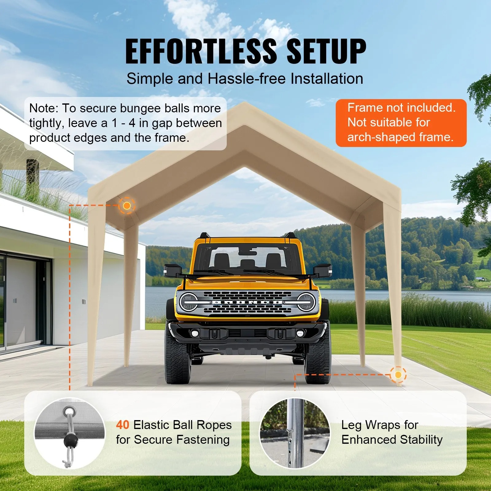 Carport Replacement Canopy Cover 10 X 20 Ft, Garage Top Tent Shelter Tarp Heavy-Duty Waterproof & UV… image 5