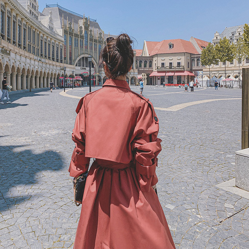 Korean Style Coat British Style Casual Over-the-knee Coat