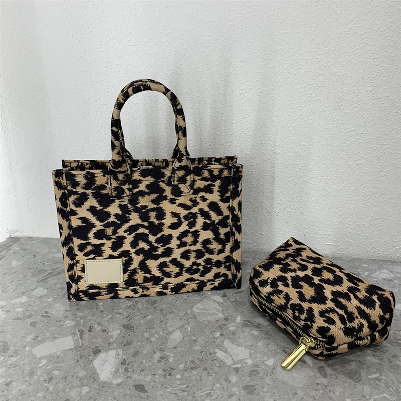 Title 1, Leopard Print Tote Bag Canvas Breite Schulterri...