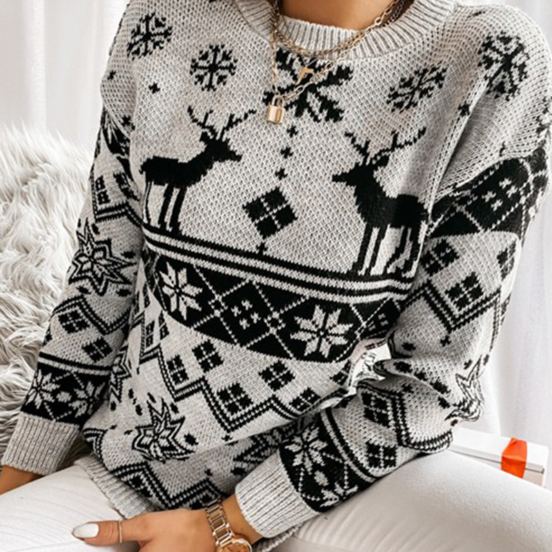 Title 5, Elk Snowflake Christmas Jacquard Strickpullover...