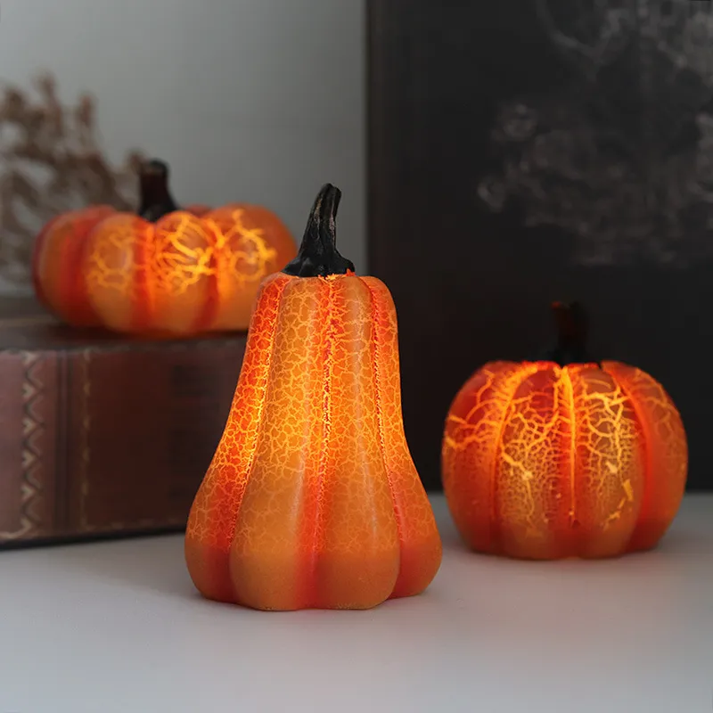 New Halloween Pumpkin Lantern Simulation Pumpkin LED Candle Lamp Resin Luminous Pumpkin – image 2