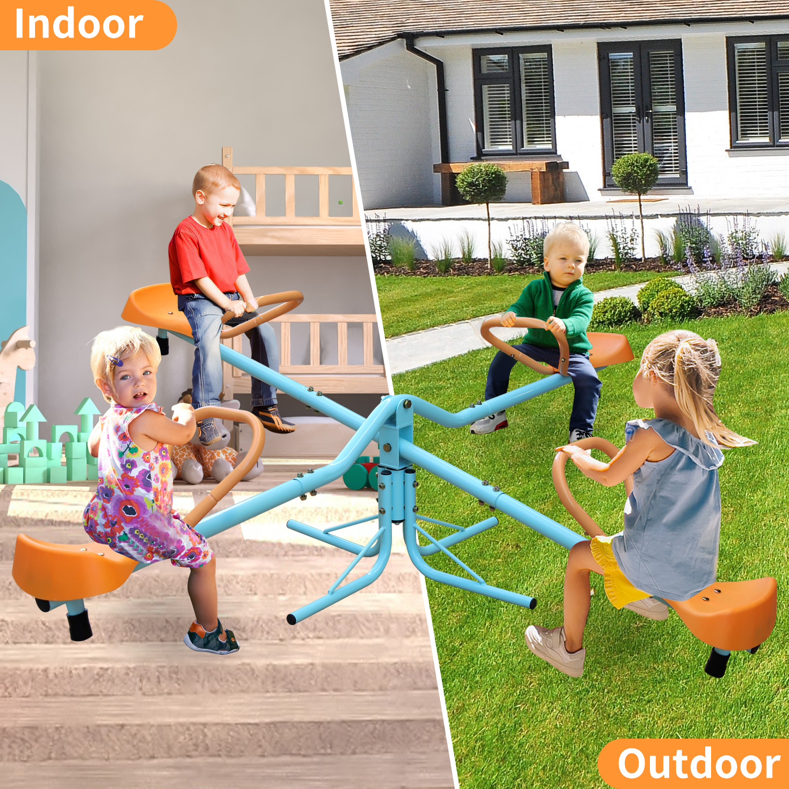 Outdoor Kinder drehbare Wippe, robuster Spielplatz Wippe-Totter - Bild 8 von 8