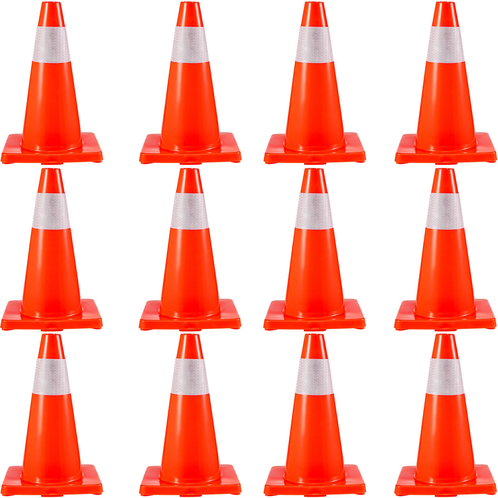 12Pack Traffic Cones, Safety Road Parking Cones PVC Base, Orange Traffic Cone With Reflective Collars…