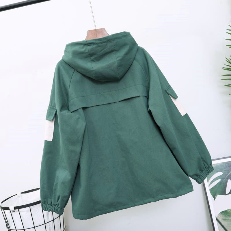 Title 10, Loose Hooded Color Matching Workwear Ins Jacket