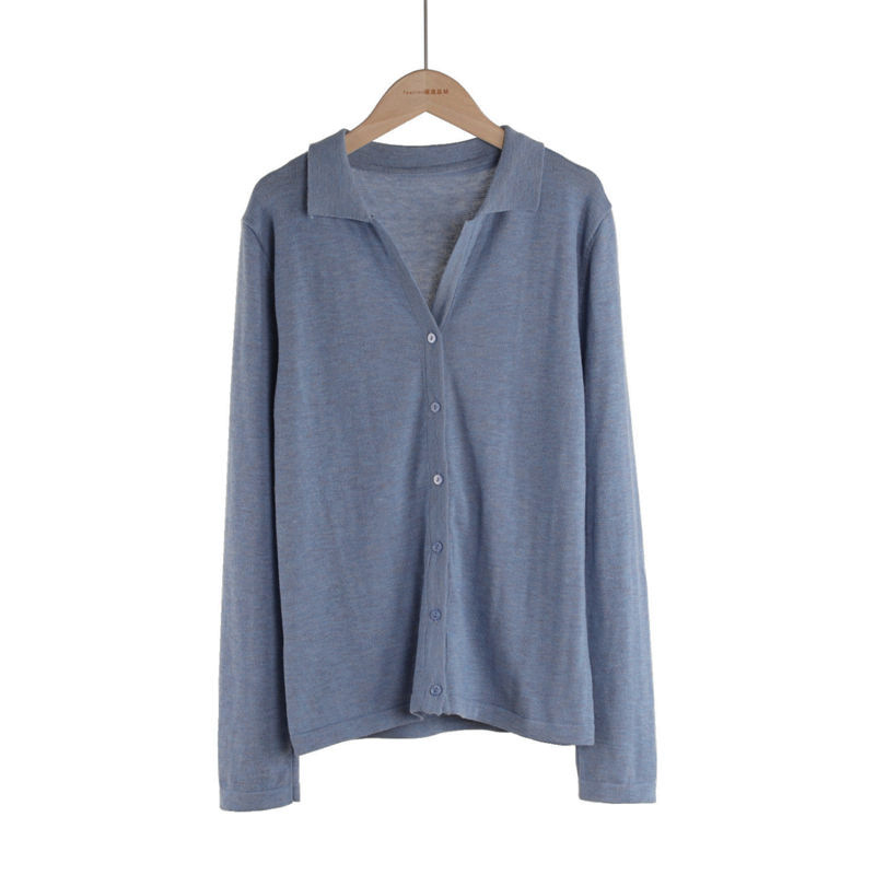 Single-breasted Lapel Knitted Cardigan Sweater