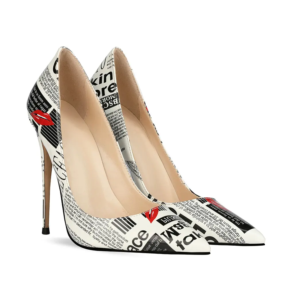 12cm Graffiti Fashion High Heels Women Women's Pointed Toe