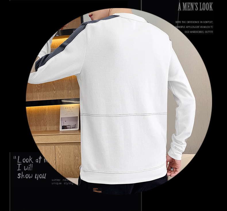Men's Round Neck Long-sleeved Sweater Trendy Loose Cotton Top