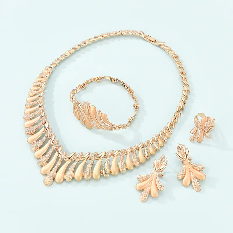 Fashion Simple Alloy First Necklace And Earrings Four-piece Set