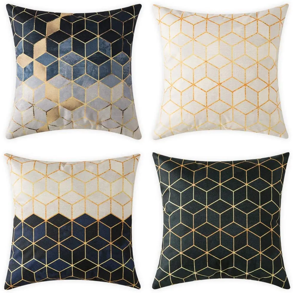 Polyester Digital Printing Geometric Sofa Pillowcase - 4Packs Bundle