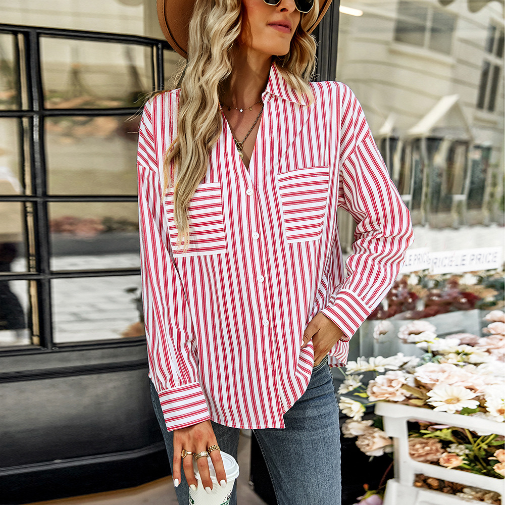 Title 7, Womens Fashion Casual Striped Shirt Top, Comfo...