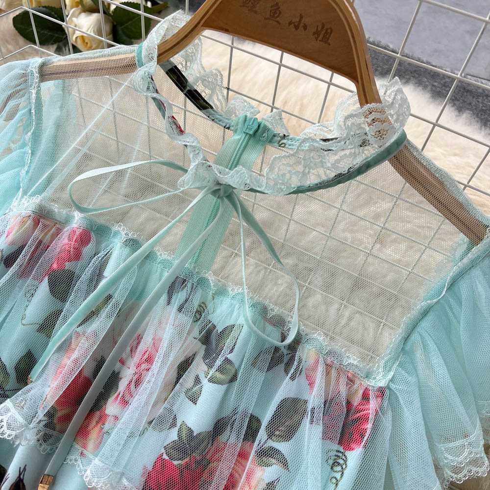 French First Love Flying Sleeve Floral Dress